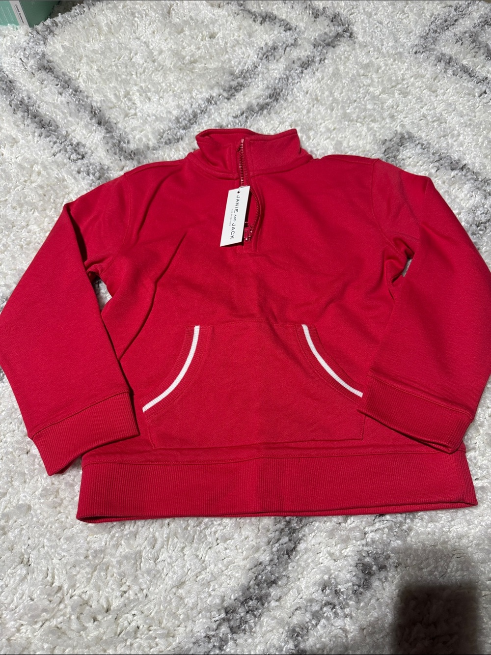 Janie & Jack Red Half-Zip Pullover with White Trim nwt Msrp $49
